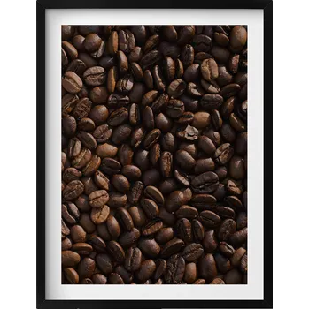 Obraz Dekorace, obraz s grafikou v krásném černém rámu - Zrnka kávy arabica 60x80 cm