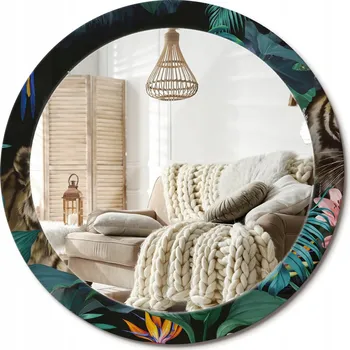 Zrcadlo Prémiové Zrcadlo s dekorativním skleněným rámem s potiskem průměr 80 cm