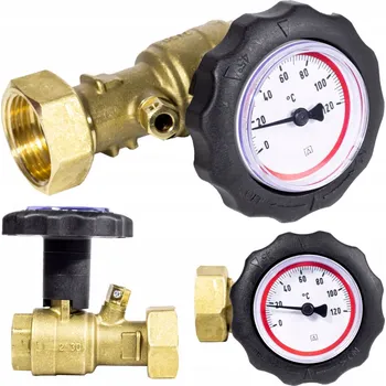 Ventil Kulový kohout Afriso 1'' s teploměrem červený