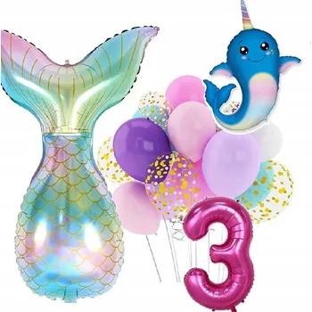 Balónek BALÓNKY sada na 3. narozeniny MOŘSKÁ PANNA