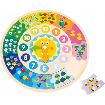 Hodiny New Classic Toys 18253 kulatý puzzle hodiny FSC