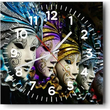 Hodiny Nástěnné hodiny do obýváku 40x40 Maska Tiché hodiny na skle Stylové Tiché