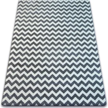 Koberec Koberec šedo-bílý 80x150 se vzorem ZIG ZAG cik cak CHEVRON silný sketch pro mladé