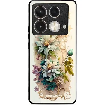 Pouzdro na mobilní telefon Lesklý kryt Mobiwear Glossy - Infinix Note 40 - G014G Krémové květy (Prémiové lesklé pouzdro, obal, kryt Mobiwear Glossy na mobil Infinix Note 40 - G014G Krémové květy, materiál Plast + TPU silikon - krytí po všech stranách, neošoupatelný potisk, tenké)