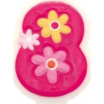 Dortová svíčka Růžová narozeninová svíčka Amscan číslice 8