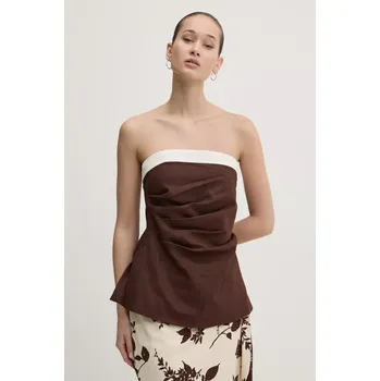 Lněná halenka Abercrombie & Fitch KI140.5047.480 hnědá 89X, vel. XXS