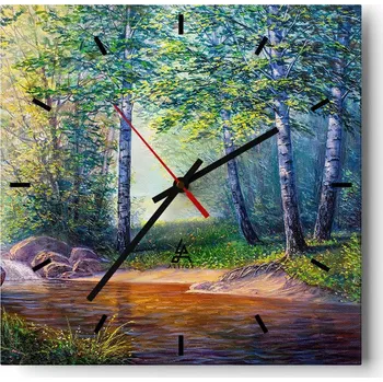 Hodiny Velké nástěnné hodiny 40x40 Krajina Skleněné hodiny Tiché