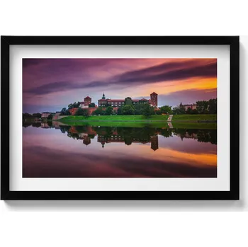 Obraz Nástěnný obraz v černém rámu Královský hrad Wawel Východ Slunce 60x40 cm