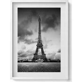 Obraz Obraz v rámu na zeď Černobílá krajina Francie s Eiffelovou věží 50x70 cm