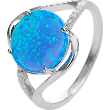 Prsten Bealio BEALIO Stříbrný prsten mohutný SOLITÉR modrý OPÁL Velikost prstenu: 58 03-08570-3265