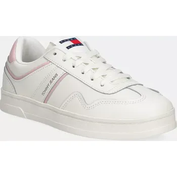 Dámské tenisky Kožené sneakers boty Tommy Jeans THE GREENWICH LEATHER béžová barva, EN0EN02794 01X, EUR 40
