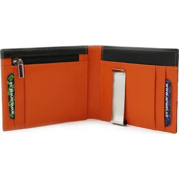 Arwel Černooranžová pánská kožená dolarovka s klipem