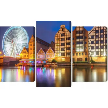 Obraz Vícedílný obraz Motława v Gdaňsku a ruské kolo 90x60