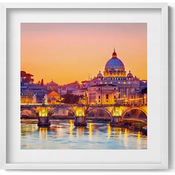 Obraz Obraz s bílým rámem a grafikou na zeď Bazilika svatého Petra v Římě 50x50 cm