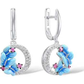 Souprava šperků For Silver NÁUŠNICE S MODRÝMI MOTÝLI