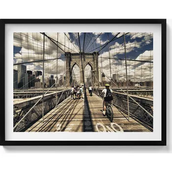 Obraz Nástěnný obraz do obýváku kuchyně Výhled na Brooklynský most New York 80x60 cm