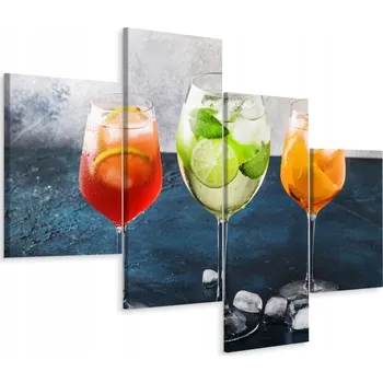 Obraz Obraz Tetraptyk KOKTEJLY Ovoce Led Ozdoba 80x50