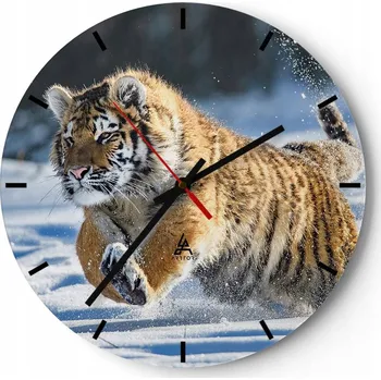 Hodiny Nástěnné hodiny do kuchyně 30x30 Tygr Skleněné hodiny do obýváku Loft Tiché