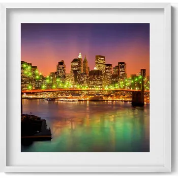 Obraz Dekorativní obraz v rámu na zeď do obýváku Brooklynský most v noci 50x50 cm