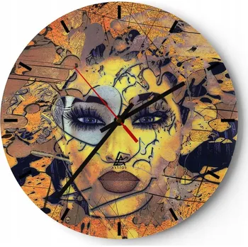 Hodiny Velké nástěnné hodiny 40x40 Abstrakce Skleněné hodiny Kulatý Tiché