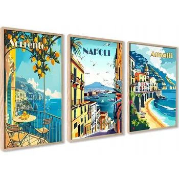 Obraz Italské Plakáty Cestování Amalfi Neapol Sorrento Retro Obrazy na Zeď