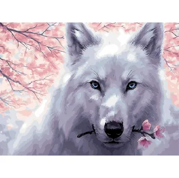 Obraz Obraz MALOVÁNÍ PODLE ČÍSEL RÁM 50x40 Pes Vlk S RÁMEM V SADĚ
