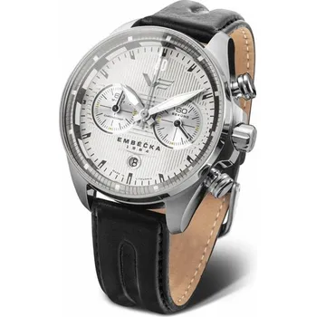 Hodinky Vostok Europe Limitovaná edice Embéčka Chrono Line 6S21-325A491 - Černý kožený řemínek + 5 let záruka a dárek ZDARMA