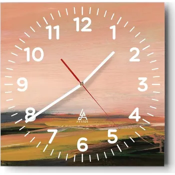 Hodiny Kuchyňské nástěnné hodiny 30x30 Krajina Skleněné hodiny do obýváku Moderní Tiché