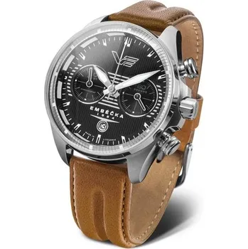 Hodinky Vostok Europe Limitovaná edice Embéčka Chrono Line 6S21-325A497 - Hnědý kožený řemínek + 5 let záruka a dárek ZDARMA