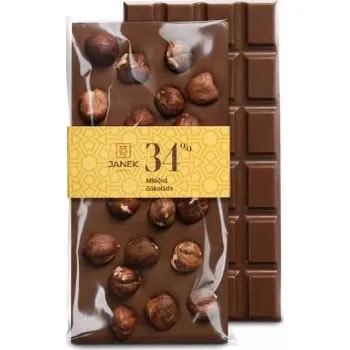 Cukrovinka JANEK Mléčná čokoláda s lískovými ořechy 105g