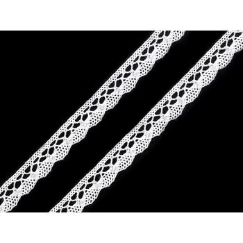 Stuha Krajková stuha 10mm Bílá (Bavlněná krajka šíře 10 mm paličkovaná)