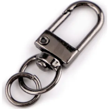 Kabelka Karabina s obrtlíkem průvlek 9mm černý nikl (Otočná kovová karabinka s rozevíracím kroužkem)