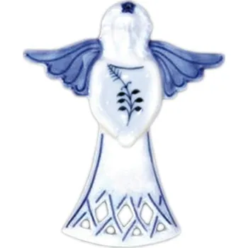 Český porcelán, Dubí Vánoční ozdoba anděl s ratolestí I.jakost - cibulák