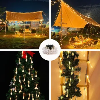 Venkovní osvětlení LED Solární dekorační řetěz IMMAX DROP 200xLED 20m IP65 teplá bílá