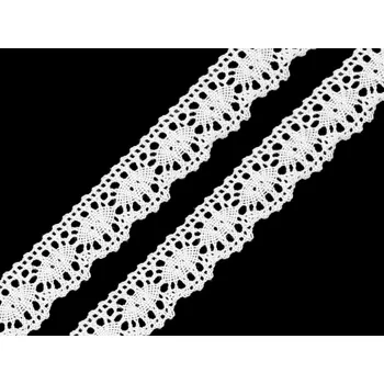 Krajka Bavlněná krajka paličkovaná šíře 22 mm, barva 2 bílá