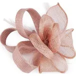 Fascinátor / brož květ s peřím - 1 ks - 2 pudrová