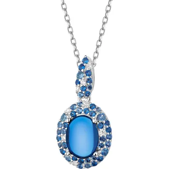 Přívěsek Stříbný přívěsek se zirkony a broušeným sklem - AP539-9983