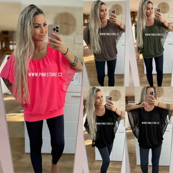 Dámská tunika Netopýří tunika ENRICO Barva: Neon růžová