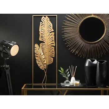 Bytová dekorace Nástěnná dekorace zlatá 31 x 90 cm v rafinovaném listovém obdélníkovém moderním tvaru Beliani