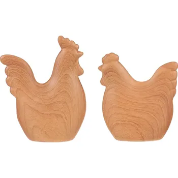 Vánoce Autronic Slepice s kohoutem - polyresin, imitace dřeva, cena za sadu 2 ks - ZP2701