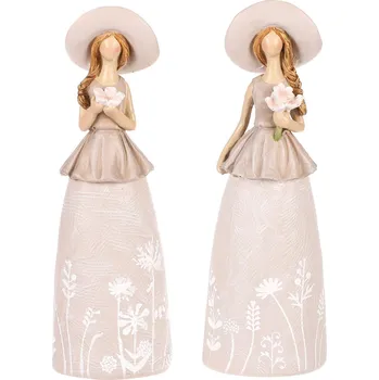 Vánoční ozdoba Autronic Dáma s kloboukem - polyresin, menší, mix 2 druhů, cena za 1 ks - SM494-S