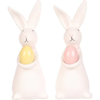 Vánoční ozdoba Autronic Zajíc s vajíčkem - porcelán, menší, mix 2 druhů, cena za 1 ks - ALA1725-S