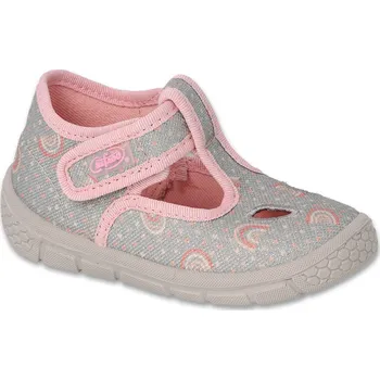 Dívčí bačkory Bačkůrky botičky Befado Honey 630P013 šedorůžové třpytivé flexibilní lehké vyšší velikost: 24