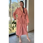 Dámský župan dlouhý s kapucí Broskev - lososová - XL