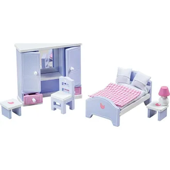 Dřevěná hračka Tidlo Dřevěný nábytek ložnice růžová