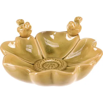 Vánoční dekorace Autronic Pítko pro ptáčky - tvar květ, keramika, světle zelené - KEX6005 GRN2-S