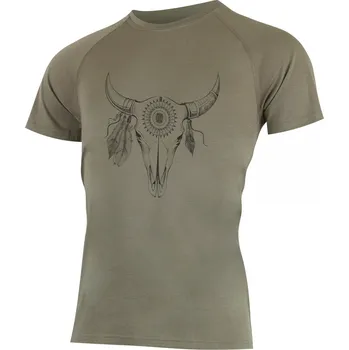 Pánské tričko BULO pánské merino triko s tiskem hnědé - Hnědá 7373 / XL / Hnědá