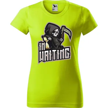 Dámské oblečení DOBRÝ TRIKO Dámské tričko s potiskem Im waiting Barva: Limetková, Velikost: 2XL
