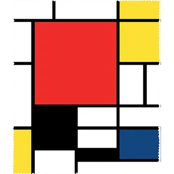 Utěrka Plumeria Plu - Čistící hadřík na brýle Piet Mondrian Comp. Red,Yellow,Blue,Black - 15x18 cm