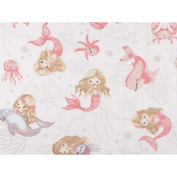 Bavlněná plenkovina / mušelín mořská panna, barva (332T) bílá růžová